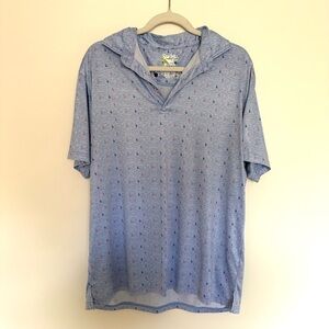 TailorByrd Blue Golf Polo Flamingos